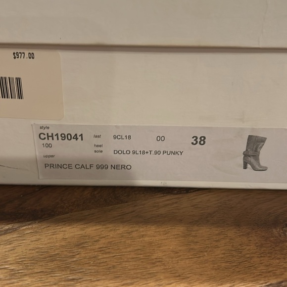 Chloe Black Heeled Boots with Gold Buckle and Chunky Heel - Picture 13 of 15